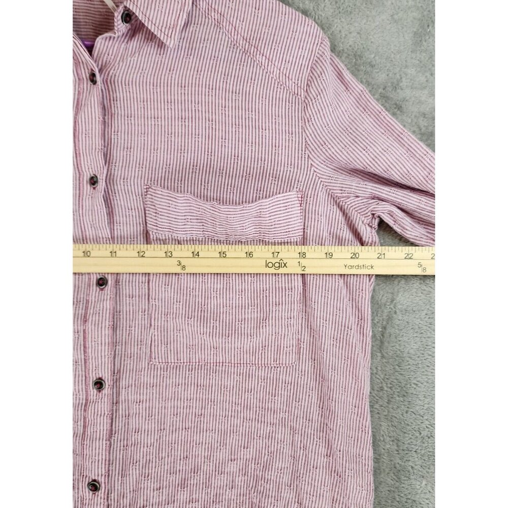 Free People Shirt Womens Extra Small Red Striped No Limits Button Up Split Back - Picture 4 of 10
